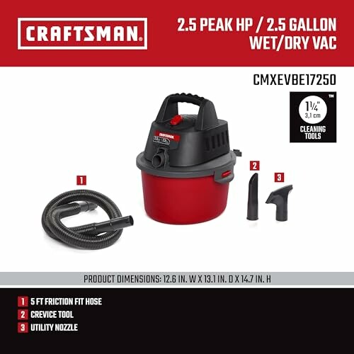 Craftsman 2.5 Peak HP 2.5 Gallon Wet/Dry Vac with accessories