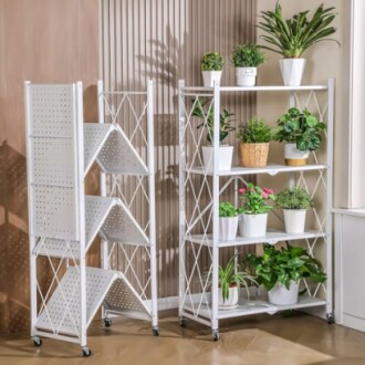 JOYBOS 4-Tier Heavy Duty Foldable Metal Rack Storage Shelving Unit